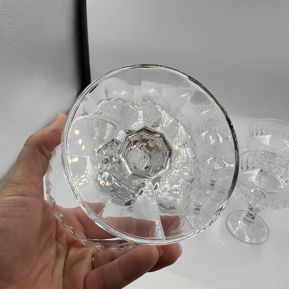 Vintage Schott Zwiesel Champagne Coupe Sherbet Cut Crystal Glasses Set Of 7 - Picture 5 of 10